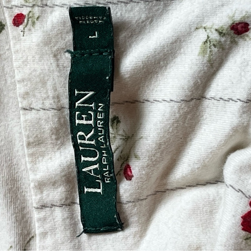 Lauren Ralph Lauren Cream Top with Red and Green Floral Accents